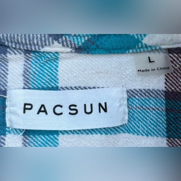 PACSUN Plaid Button Up Hooded Flannel Shirt Size Large (Has Pockets) - Picture 6 of 6